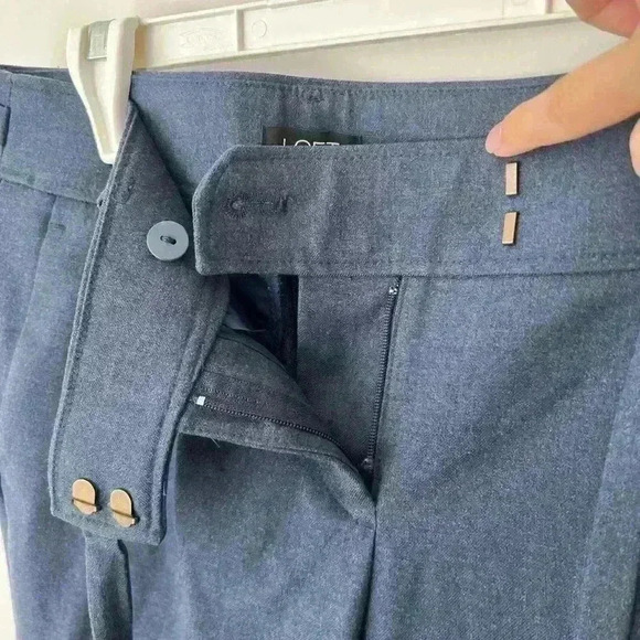 Loft Blue Dress Pants Capris Preppy Office Straight Leg Low Rise Petite 0 XS - Picture 3 of 11